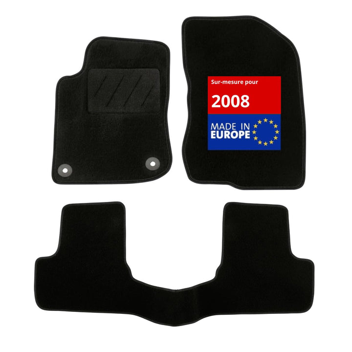 DBS Autofussmatte - nach Mass - 3-teilig - Anti Rutsch - schwarzer Nadelfilz 900g/m² - Velours Ferti