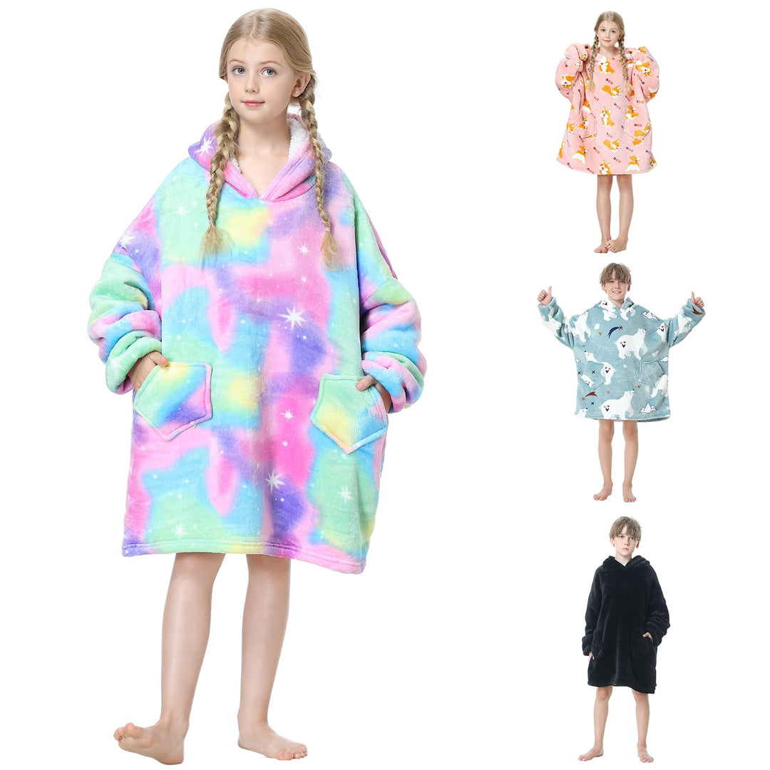 MOKANI ÜBergrossE Hoodie Decke Kinder mit äRmel Tragbare Kapuzenpullover, Super Weich Warmes Bequeme