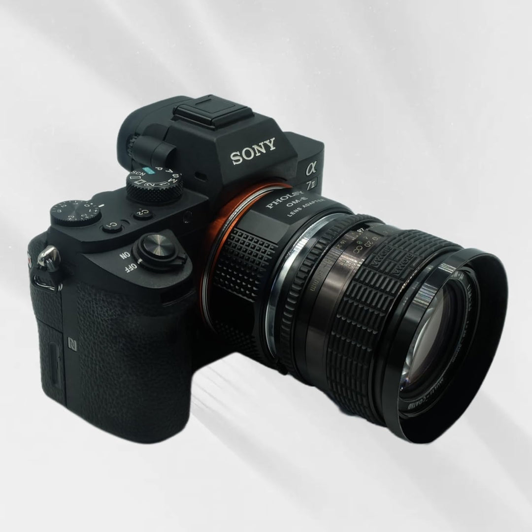 PHOLSY OM auf E Mount Adapter, Objektivadapter Kompatibel mit Olympus Zuiko OM Objektiv auf Sony E K