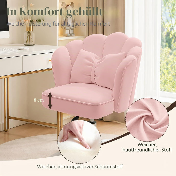 Vanity Sessel Velvet Petal Schreibtischstuhl - Moderner Polstersessel mit Rückenlehne und Steppung,