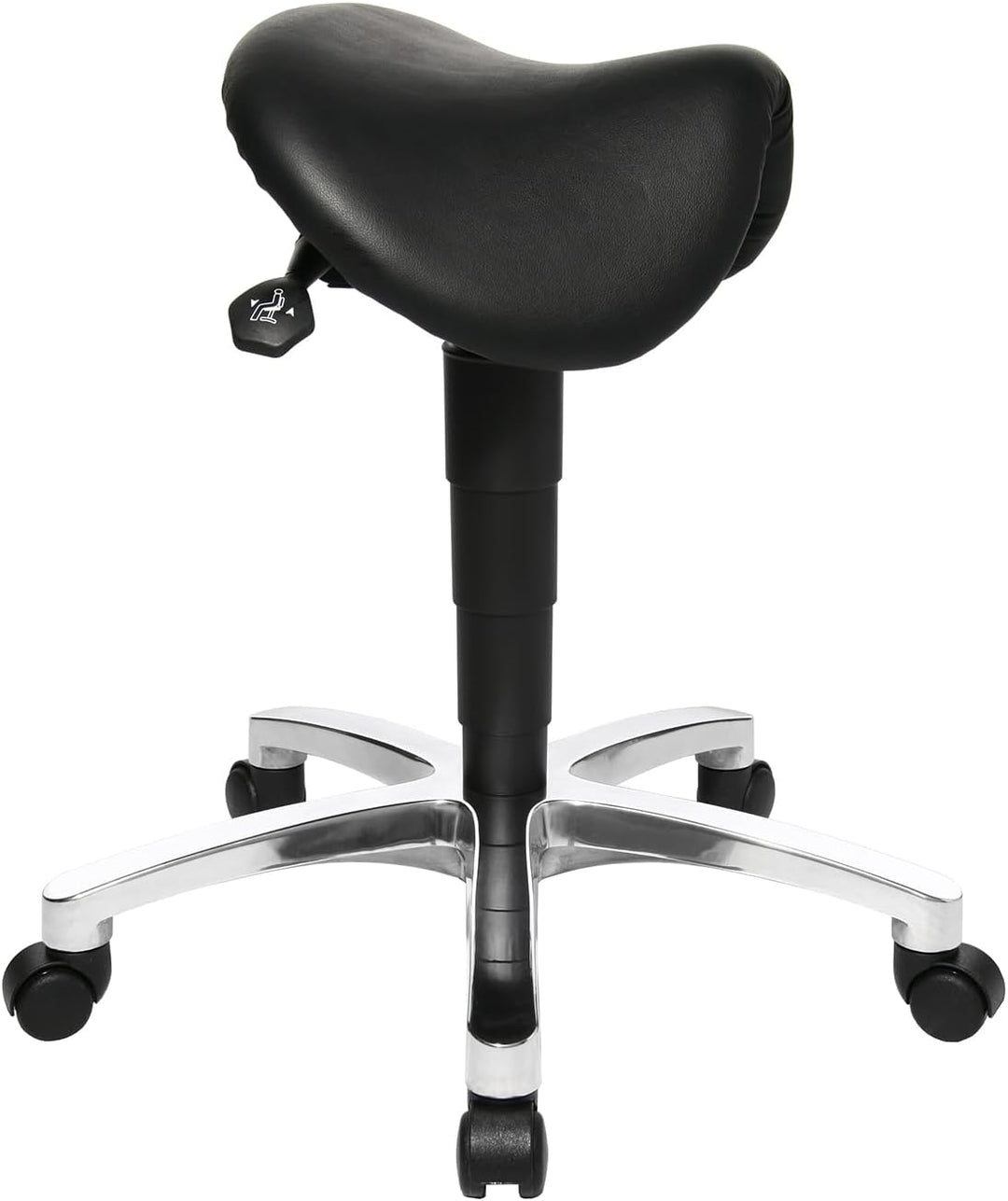 Topstar 70649A80Q Drehhocker, Rollhocker, Arbeitshocker - Bonanza mit Sattelsitz / Leder, schwarz, 5