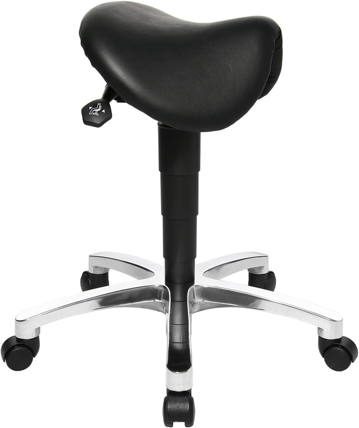Topstar 70649A80Q Drehhocker, Rollhocker, Arbeitshocker - Bonanza mit Sattelsitz / Leder, schwarz, 5