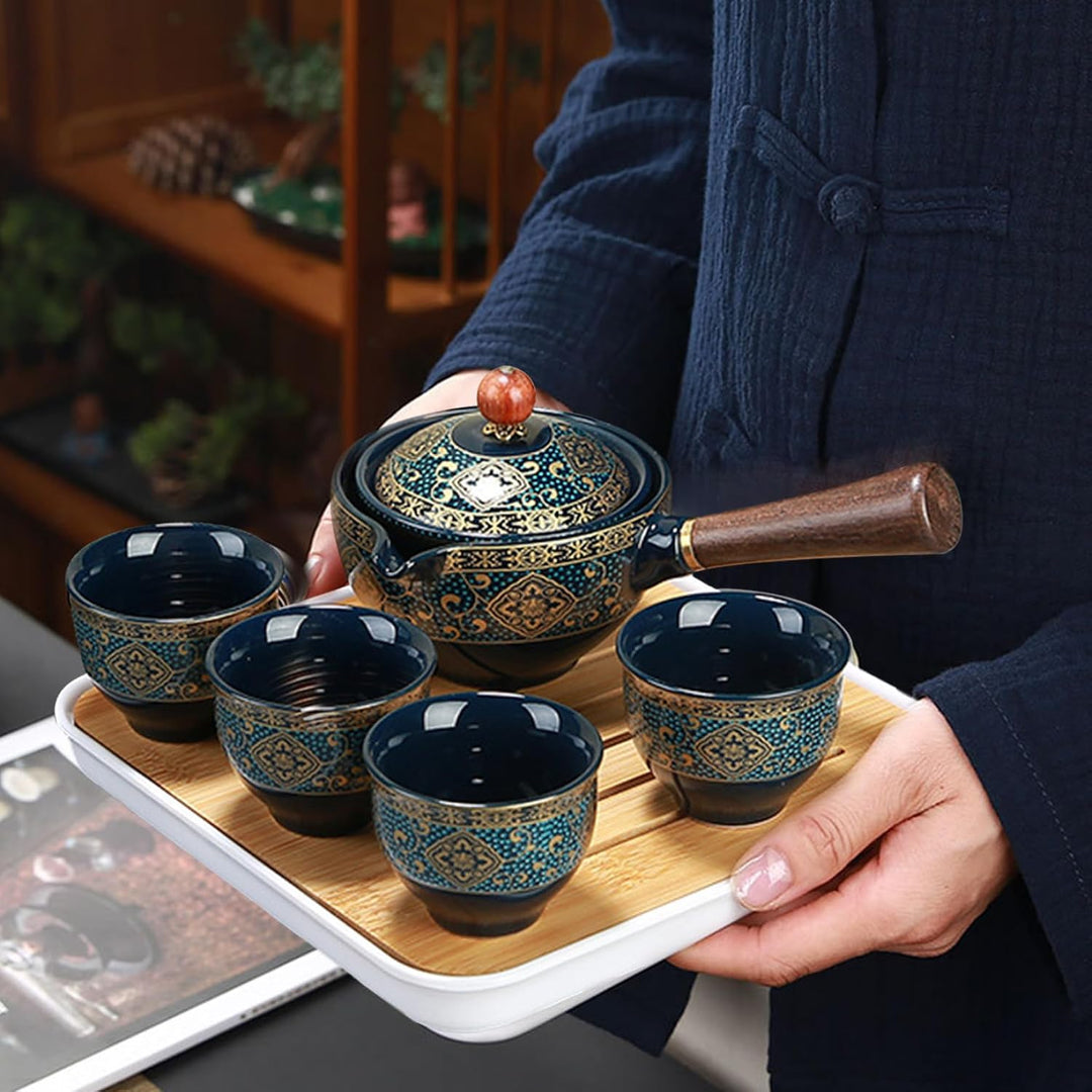 Reise-Tee-Set 360 ° rotierende Teekanne mit Anti-Scald-Griff Abnehmbarer chinesischer Tee-Set mit tr
