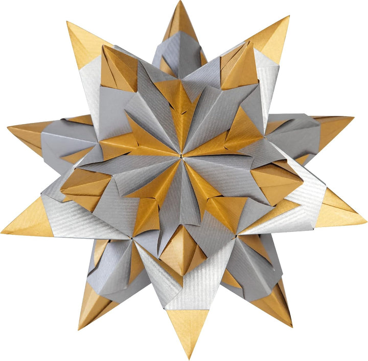 folia 366/2020 - Bastelset Bascetta Stern Duo silber/gold, 32 Blatt, 20 x 20 cm, fertige Grösse des