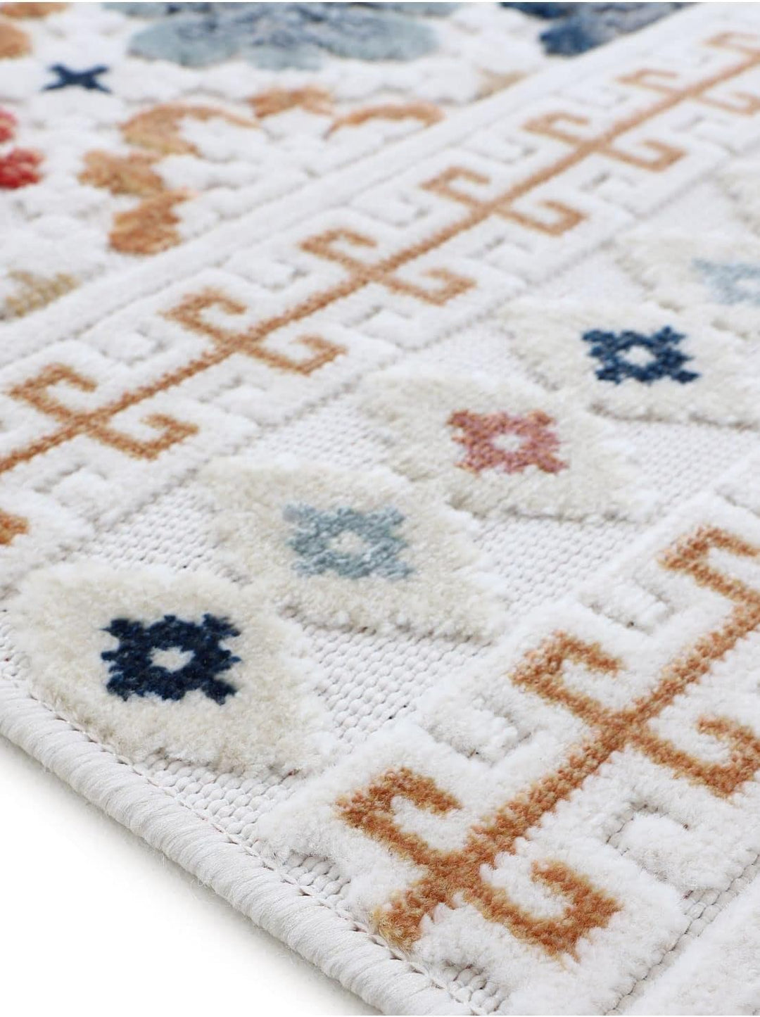 carpetfine In- und Outdoor Teppich Deja Rund Creme Ø 100 cm | Moderner Teppich Wetterfest für Balkon