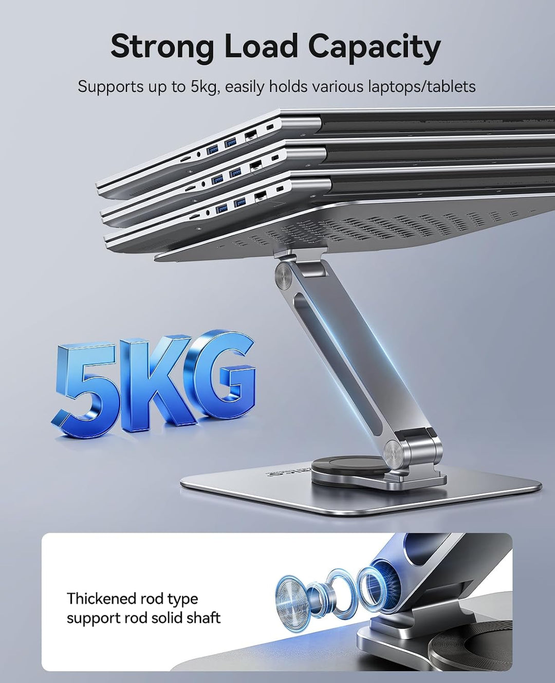ORICO Laptop Ständer Höhenverstellbar mit 360° Drehsockel, Faltbarer Ergonomischer Notebook Ständer