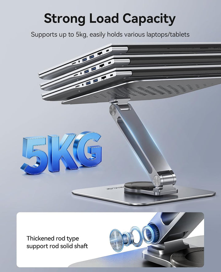 ORICO Laptop Ständer Höhenverstellbar mit 360° Drehsockel, Faltbarer Ergonomischer Notebook Ständer