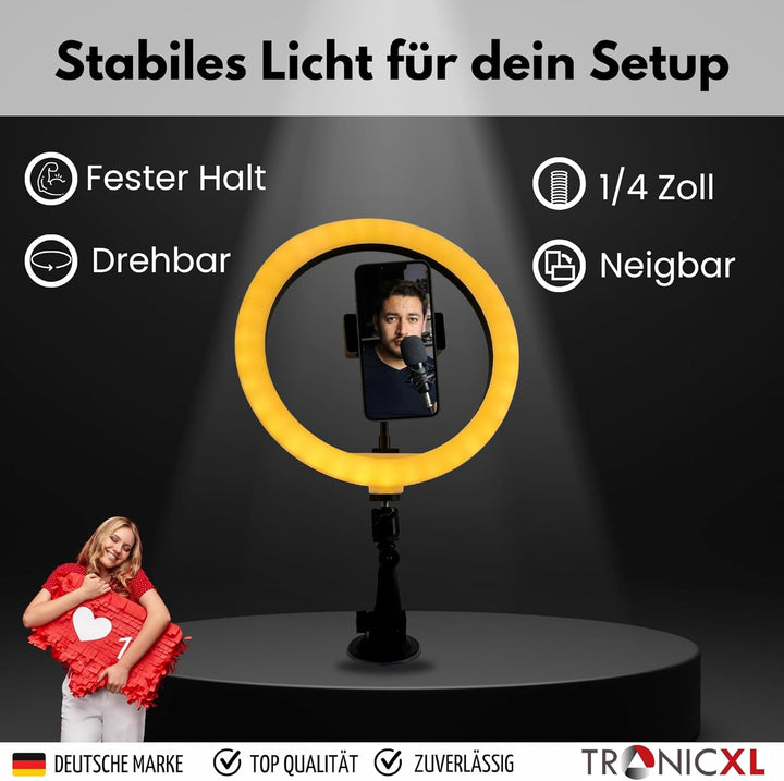 Ringlicht mit Saugnapf Halterung Ring Light Handy Halter kompatibel mit iPhone Smartphone Licht Stän