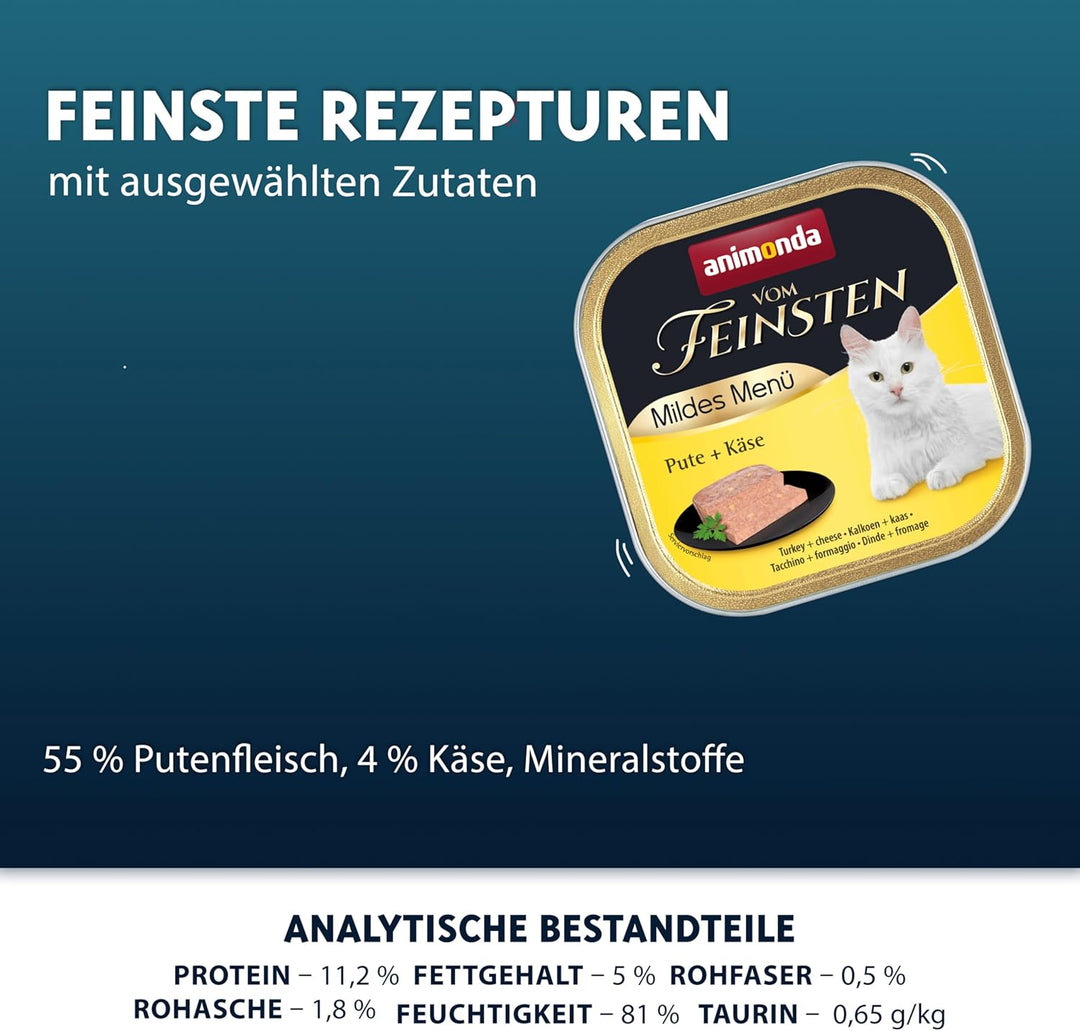 animonda Vom Feinsten Adult Katzenfutter, Nassfutter für ausgewachsene Katzen, mildes Menü, Pute + K