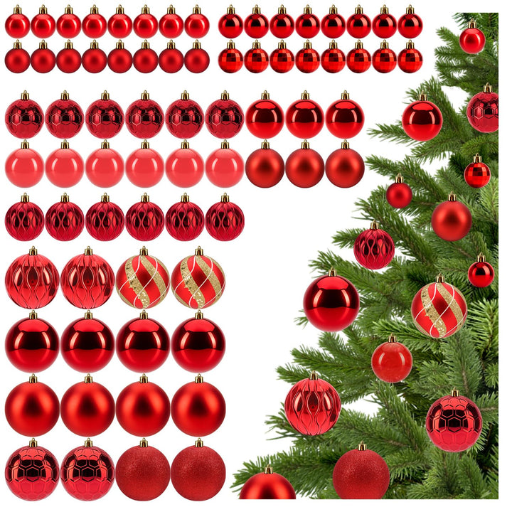 com-four® 72x Weihnachtskugeln, Christbaumkugeln bruchsicher aus Kunststoff für Weihnachten, Baumsch