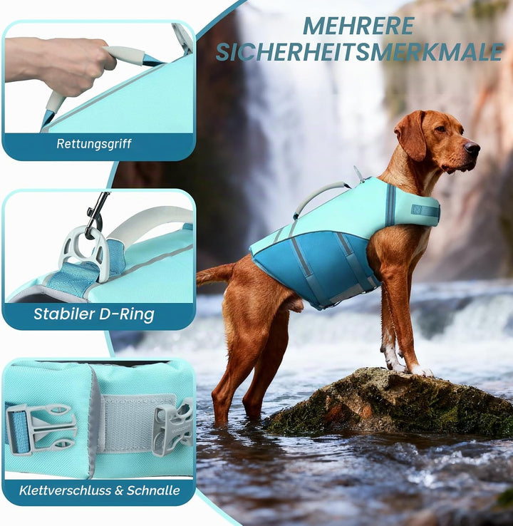 VIVAGLORY Sports Style Schwimmweste Hund, Hundeschwimmweste für Bootfahren, Auftrieb &amp; Schwimmhilfe,