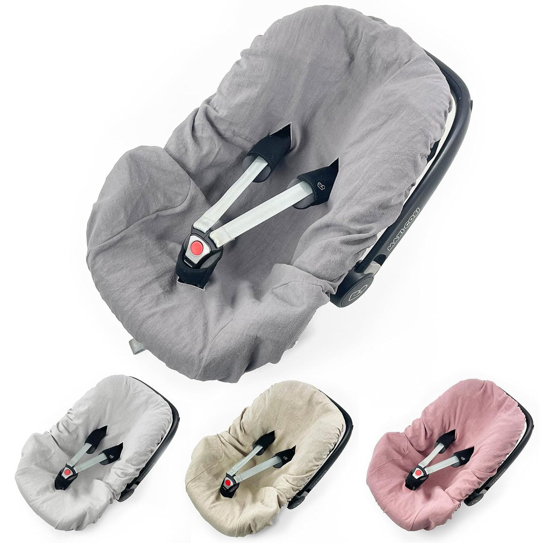 100% LEINEN Bezug für Babyschale Leinenbezug Schonbezug Babyschalenbezug Sommerbezug GRAU LEINEN gra