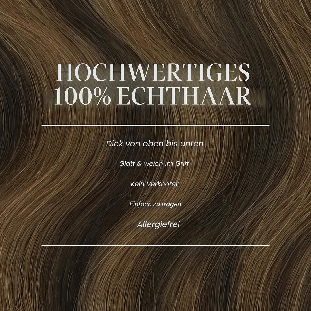 GOO GOO Clip in Extensions Echthaar, Echthaar Extensions Clip, 35cm 120g 7pcs, Clip In Haarverlänger