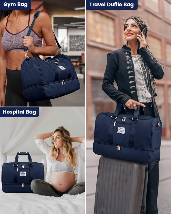 LOVEVOOK Sporttasche Reisetasche Gross, 50L Weekender Travel Duffel Bags mit Kulturtasche, Schuhfach