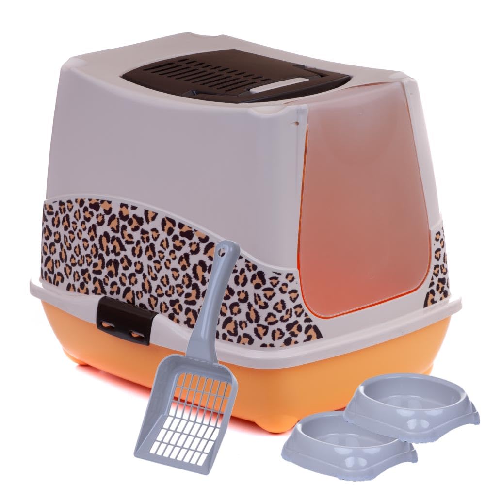 Katzentoilette Sondermodell 50 Katzenklo Schaufel Filter Haube Safari braun Safari braun/mandarin, S