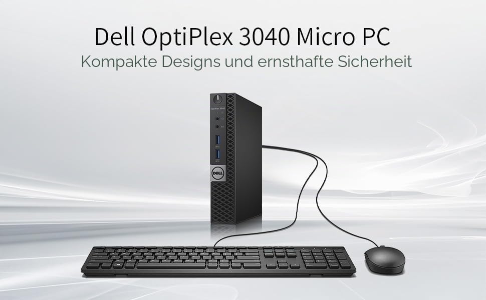 Dell Optiplex 3040 Mini Computer PC mit 24 Zoll Monitor, Intel Core i5-6500, 8GB RAM, 256GB SSD, US