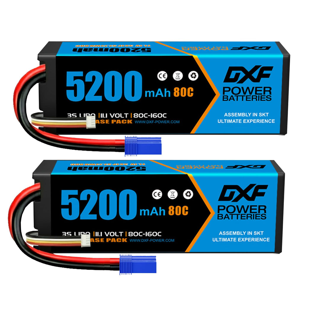 DXF 3S LiPo Akku 11.1V 80C 5200mAh Hardcase Batterie mit EC5 Steck für RC Auto, RC Flugzeug, RC Hubs