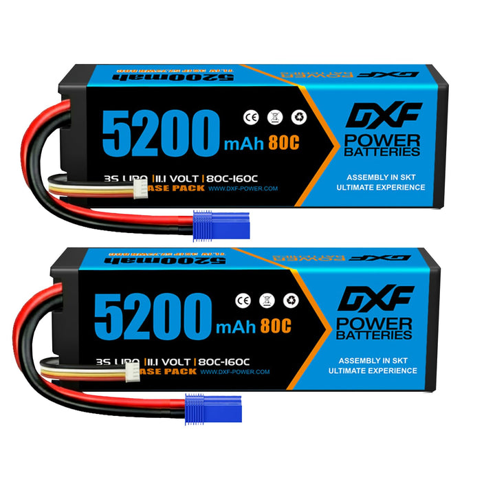 DXF 3S LiPo Akku 11.1V 80C 5200mAh Hardcase Batterie mit EC5 Steck für RC Auto, RC Flugzeug, RC Hubs