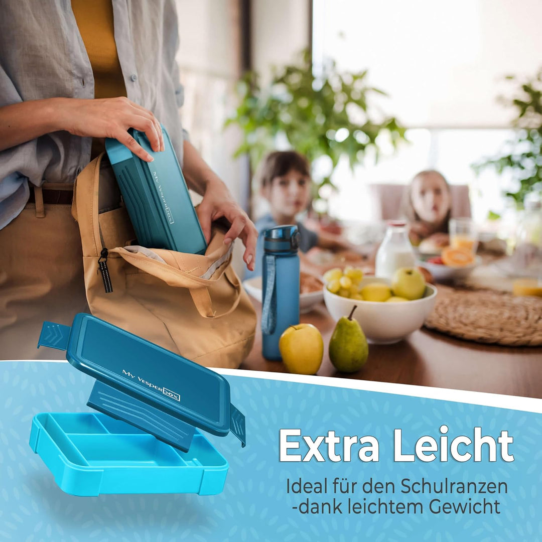 My Vesperbox® Brotdose für Kinder mit Fächern [LITE] - Lunchbox mit Trennfächern - Bento Box - Jause