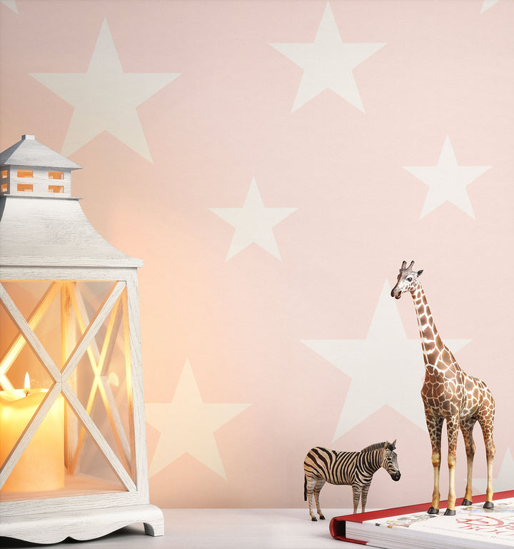 NEWROOM Kindertapete Rosa Sterne Kinder Vliestapete Weiss Vlies Kindertapete Kinderzimmer Babytapete
