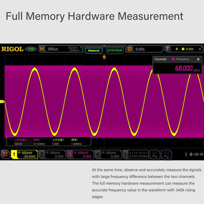 RIGOL MSO5204 Digitaloszilloskop, 4 Kanäle, 200MHz, 8Gsa/s, 100Mpts, 500000wfms/s, MSO5000-BND inklu