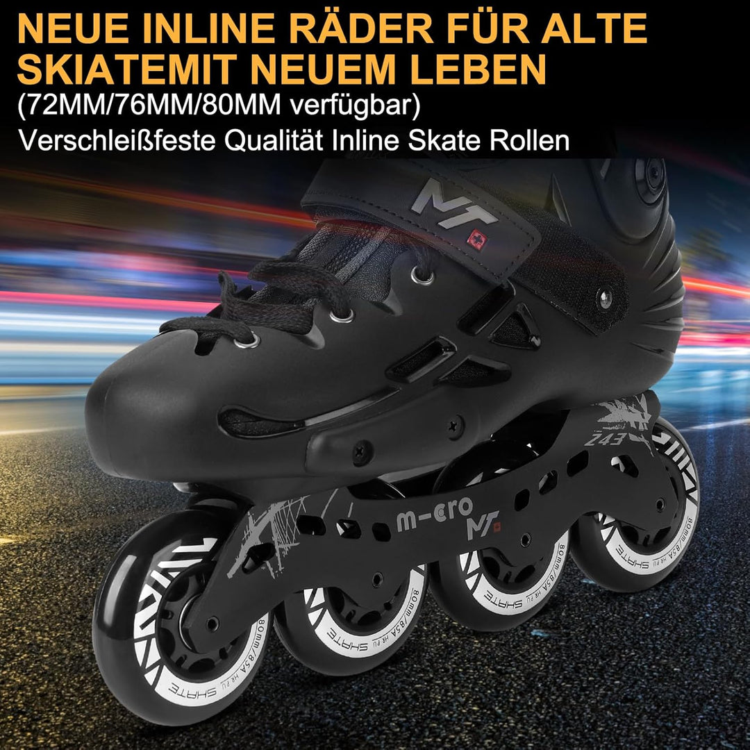 Inline Skate Rollen 80mm 76mm 72mm - 8 Stück Inline Skate Räder 85a inliner rollen mit kugellager AB