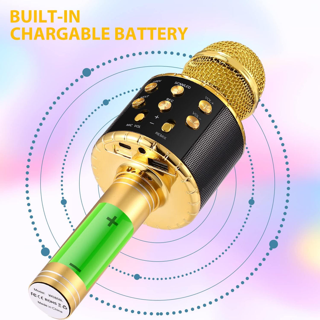 Fede Karaoke Mikrofon, Drahtloses Bluetooth Mikrofon für Kinder, Lustige Geschenke Spielzeug für Tee