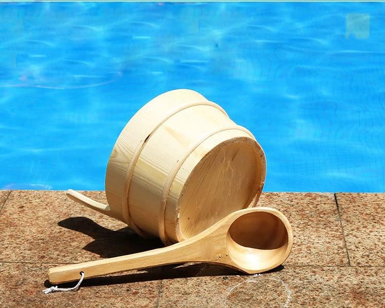 zalati Holzeimer und Schöpflöffel, 4 l Fassungsvermögen, für Sauna, Dampfzubehör