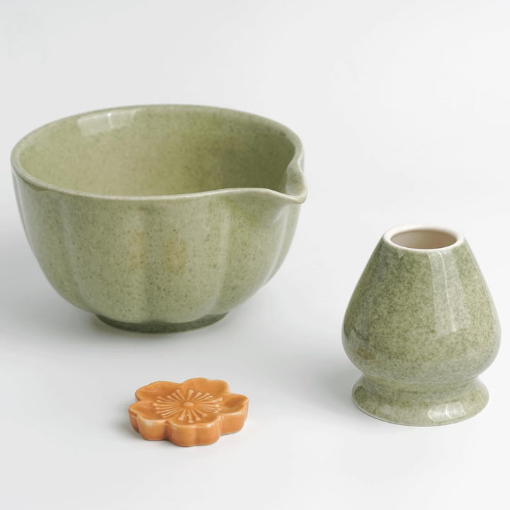 HEI MING Premium Matcha Set 7-teilig – Exklusives Teezeremonie-Set mit Bambus-Chasen (Besen), Grün K