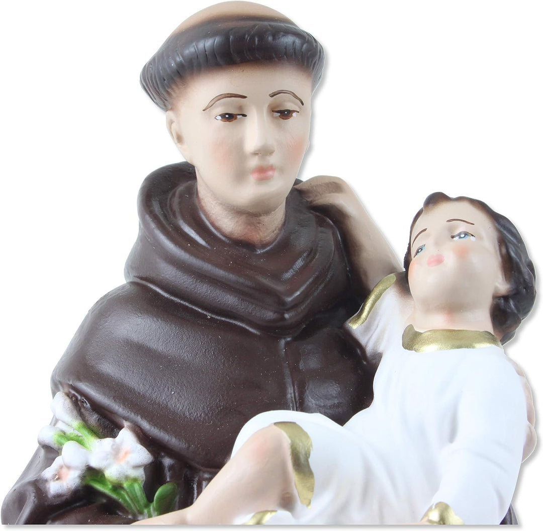 Religiose Statue St. Antonius von Padova aus Kunstharz, Höhe 30 cm, handbemalt.