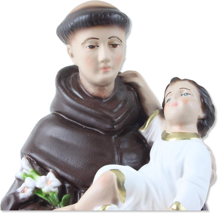 Religiose Statue St. Antonius von Padova aus Kunstharz, Höhe 30 cm, handbemalt.