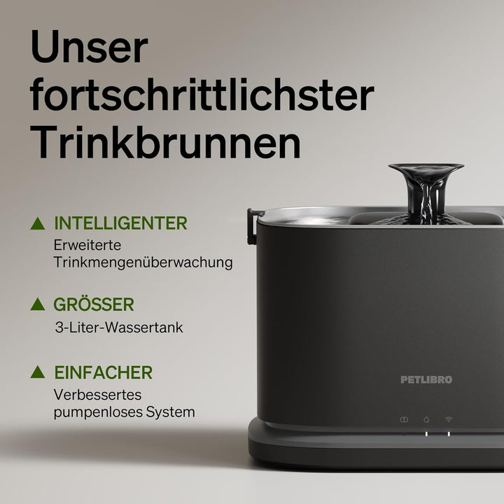 PETLIBRO Verbesserter Katzenbrunnen, Dockstream 2 Smart App-Überwachungs Trinkbrunnen für Katze, 3L