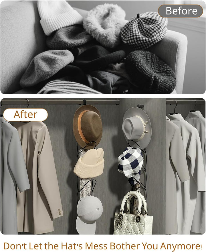 LINFIDITE Cap Halter Tür Hut Racks, Baseball Cap Halterung Schrank hängende Einstellbare Huthalter,f