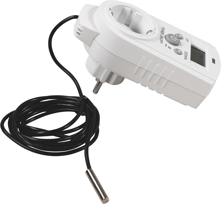 McPower Steckdosen Thermostat | TCU-540 | Klimaregelung 5-30°C, 3.680W 230V/16A inkl. Backup-Akku Di