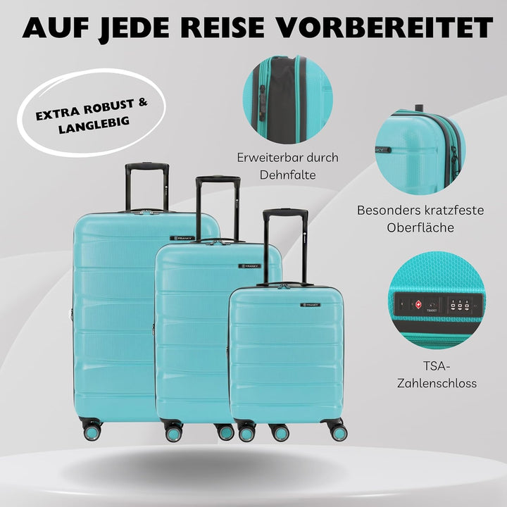 Franky Koffer Trolley | 360° Rollen | Hohe Stabilität | TSA-Schloss | Grössen: S/M/L | in vielen Far
