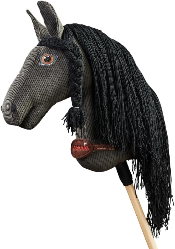 PONNIE Reitpferd mit Rollen Camel XL (9-99 Jahre), Spielpferd zum Reiten mit Rot Sattel, Kämmbare Mä