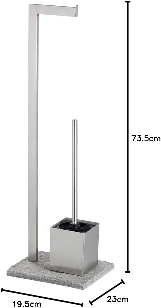 WENKO Stand WC-Garnitur Granit, Ständer für Toilettenpapier & Toilettenbürste, WC-Papierhalter in St