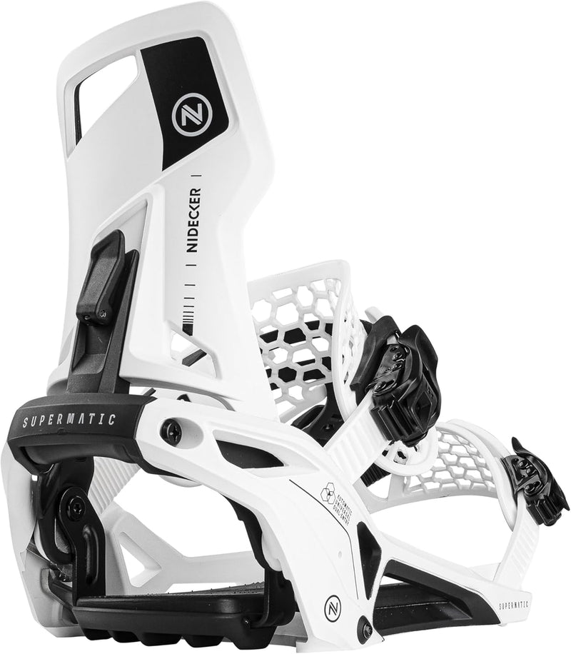 Nidecker Unisex-Erwachsene Supermatic Snowboard-Bindungen, Weiss/opulenter Garten, XL (11-15)