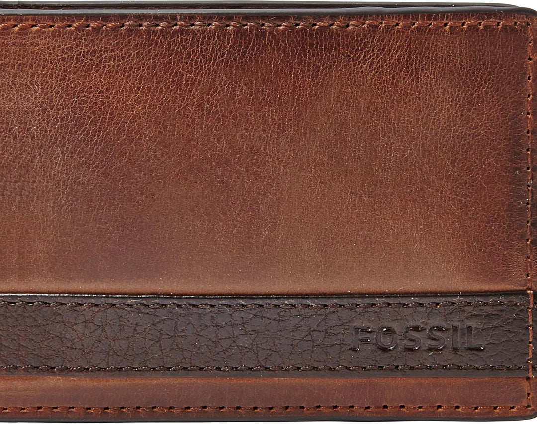 Fossil Herren Quinn Leder Trifold Geldbörse 8,5 cm L x 2 cm B x 10 cm H Braun, Braun