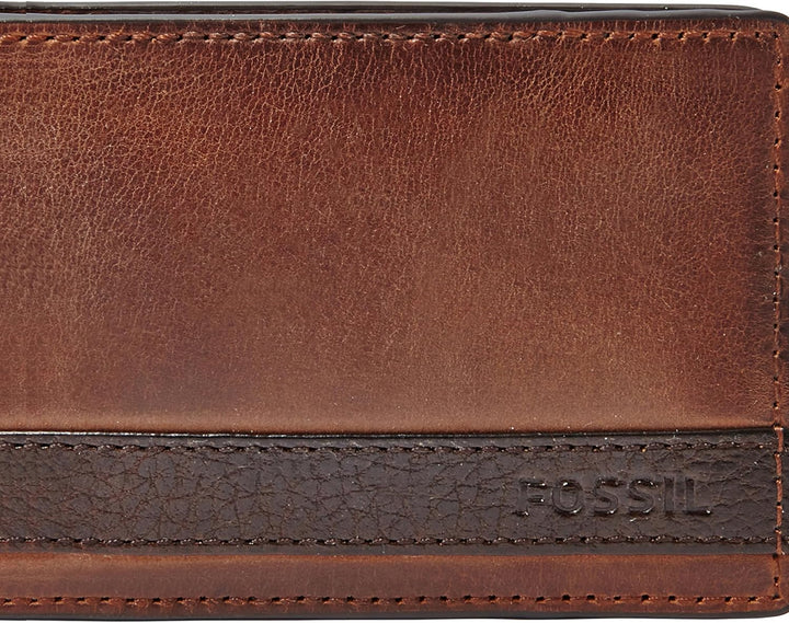 Fossil Herren Quinn Leder Trifold Geldbörse 8,5 cm L x 2 cm B x 10 cm H Braun, Braun