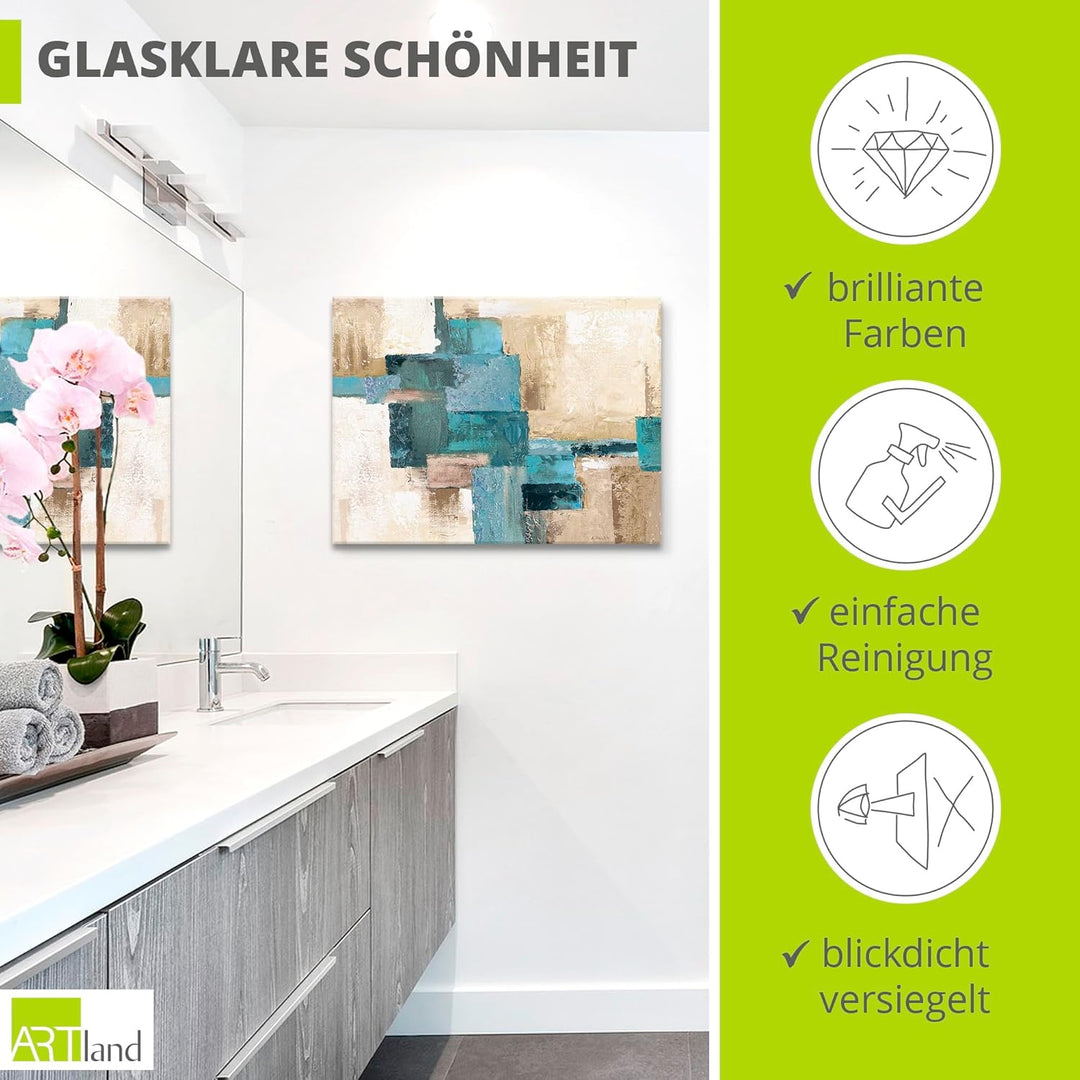ARTland Glasbilder Wandbild Glas Bild einteilig 60x45 cm Querformat Gemälde Modern Abstrakte Kunst T