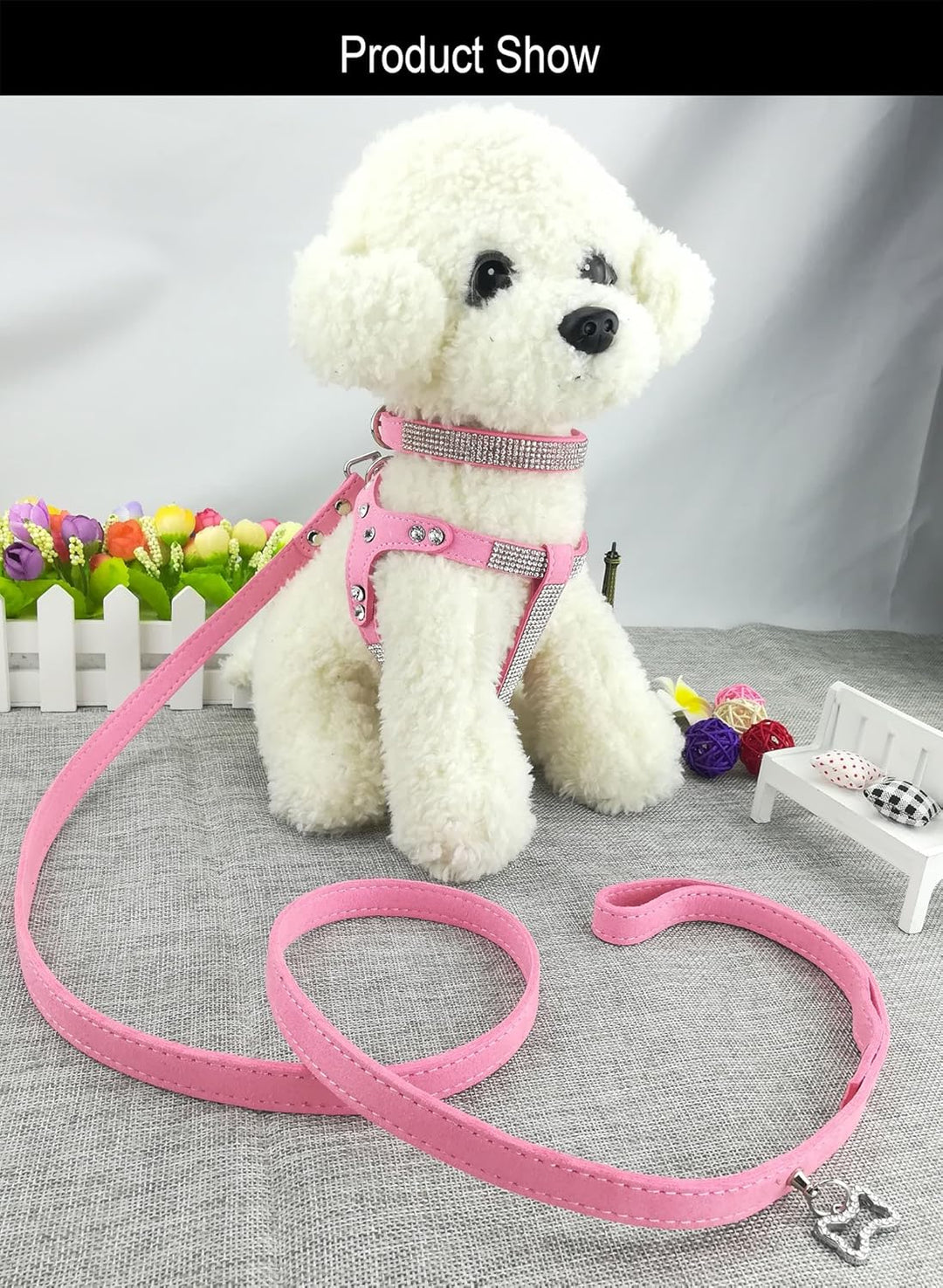 Hundehalsband &amp; Geschirr &amp; Leinen Sets Mode Komfortable Hundehalsband Diamante mit Geschirr &amp; Leinen