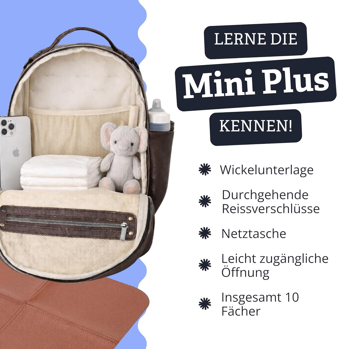 Itzy Ritzy Wickeltasche Mini Plus – Wickelrucksack klein für Mama & Papa, Baby Bag mit 10 Fächern, i
