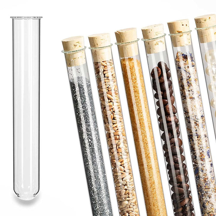 Tuuters 100x Glas Reagenzgläser mit Korken und Bördelrand (160 x Ø 24mm), 160 x Ø 24mm