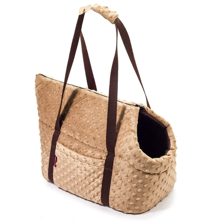 BOUTIQUE ZOO Hundetasche, Welpentasche - Beige (Minky), XS - Tragetasche für kleinen und mittleren H