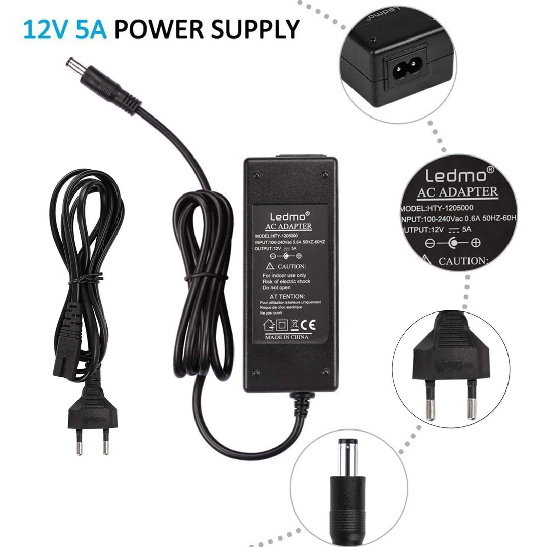 LEDMO 3 Stücke 12V 5A LED Netzteil Adapter Transformato 60w LED Trafo AC110-240V LED Netzadapter Lad