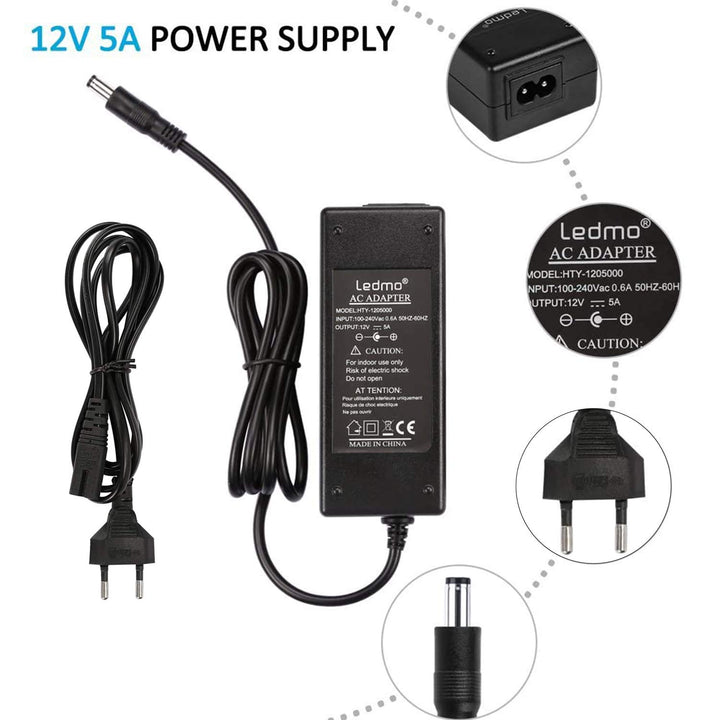 LEDMO 3 Stücke 12V 5A LED Netzteil Adapter Transformato 60w LED Trafo AC110-240V LED Netzadapter Lad