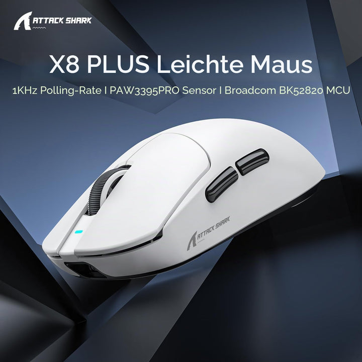 MAMBASNAKE Attack Shark X8PLUS Kabellose Gaming-Maus, PixArt PAW3395PRO-Sensor, 40000 DPI, BT/2,4 GH