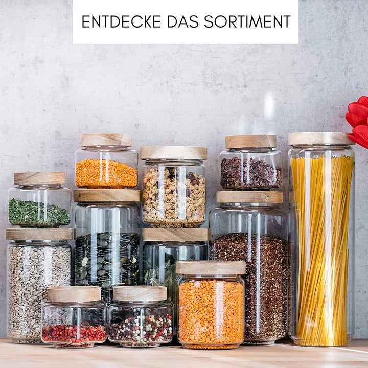 Econovo® Vorratsgläser mit Deckel geriffelt (700ml | 3-tlg.), stapelbar und luftdicht, Küchenaufbewa