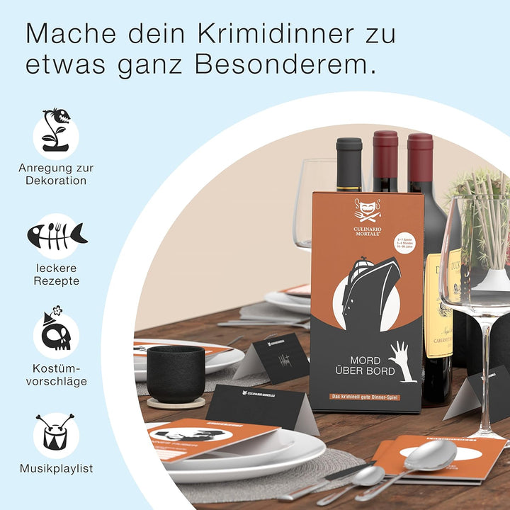 Culinario Mortale® Krimidinner für zuhause 5 bis 7 Personen - Mord über Bord - unterhaltsames Krimi